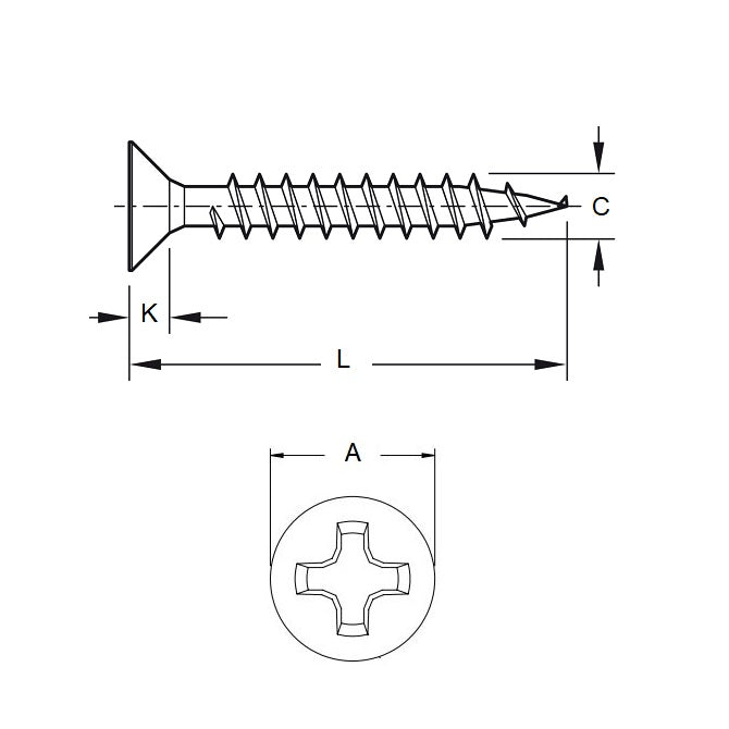 1073966 | SKT0635-057-PH-S4 (5 Pcs) --- Self Tapping Screws - 6.35x57.2 mm - 14 Countersunk - Stainless Steel 304 Similar to A2, 18-8 HRB80 Screw
