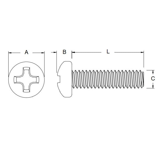 1062912 | SC050M-035-P-PH-CZ (100 Pcs) --- Pan Head Screws - M5 - 5x0.8mm - 35 mm - Zinc Plated Steel Phillips Screw