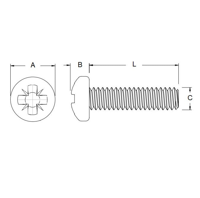 1045256 | SC030M-010-P-PZ-CZ (10 Pcs) --- Pan Head Screws - M3 - 3x0.5mm - 10 mm - Zinc Plated Steel Pozidrive Steel Screw