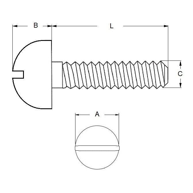 1051002 | SC039W-038-R-SL-CZ (10 Pcs) --- Round Head Screws - 5/32-32 BSW - 3.969mm - 38.1 mm - Zinc Plated Steel Screw