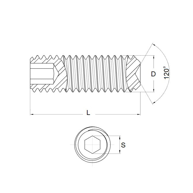 1081534 | SS080M-0250-S4 (5 Pcs) --- Standard Cup Point Socket Set Screws - M8 - 8x1.25mm - 25 mm - Stainless Steel 304 Similar to A2, 18-8 HRB80