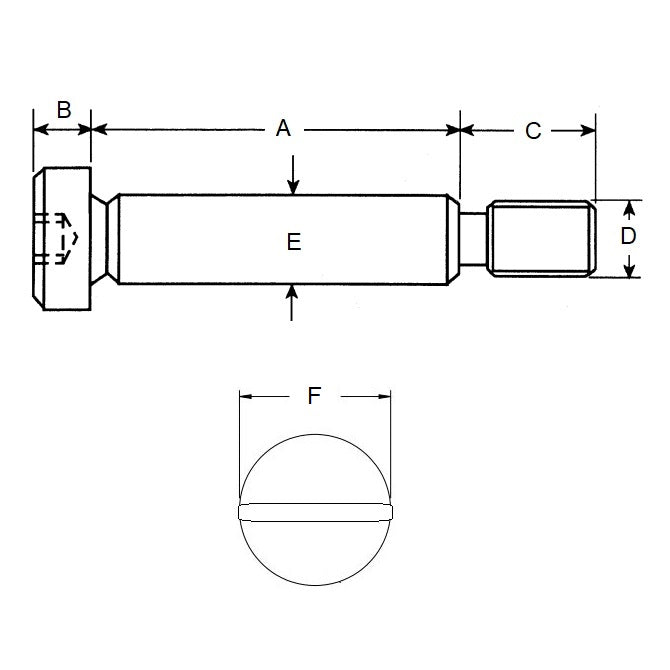 1047475 | SHLD032-005-SL-P-S3 (50 Pcs) --- Shoulder Screws - 3.175x4.8 mm - 4-40 UNC Slotted - Stainless Steel 303/304 Similar to A2, 18-8 HRB80 Screw