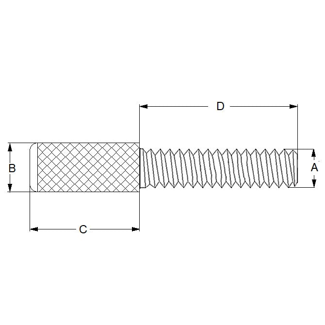 1050103 | THS035C-025-K-3-P --- Thumb Screws - 6-32 UNC - 3.5mm - 25.4x34.93 mm Knurled - Stainless Steel 303/304 Similar to A2, 18-8 HRB80 Screw