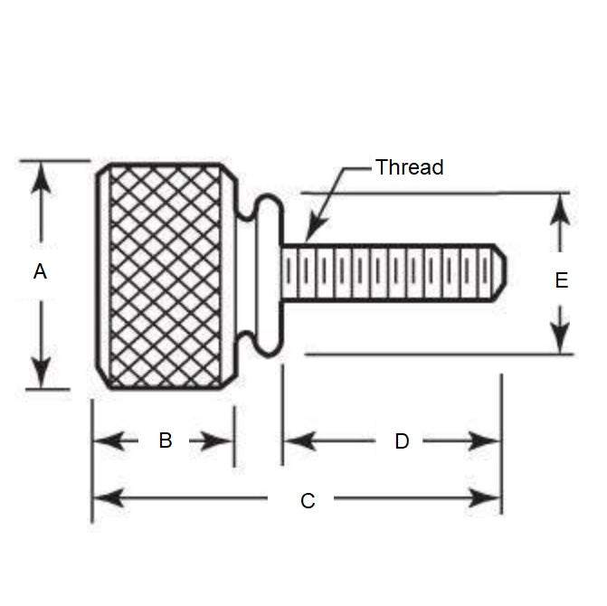 1043332 | THS028C-019-K-NY-WF (10 Pcs) --- Thumb Screws - 4-40 UNC - 2.85mm - 19.05x26.19 mm Knurled - Nylon Polyamide 6/6 Screw