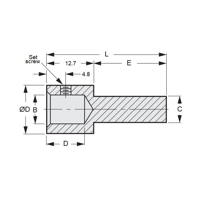 1071542 | SE064-127-445-G3A --- Shaft Extenders - 6.35x12.7x44.45 mm - Stainless Steel 303/304 Similar to A2, 18-8 HRB80 Extender