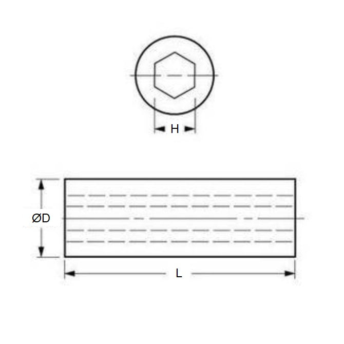1101504 | SLH-1270-2064-06985 --- Hex Hole Sleeves - 12.7x20.638x69.85 mm - Carbon Steel 11L17 Sleeve