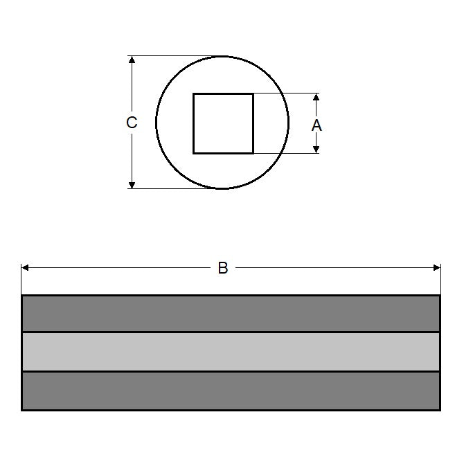 1119710 | SLQ-1905-2896-10160 --- Square Hole Sleeves - 19.05x28.956x101.6 mm Plain - Carbon Steel 11L17 Sleeve