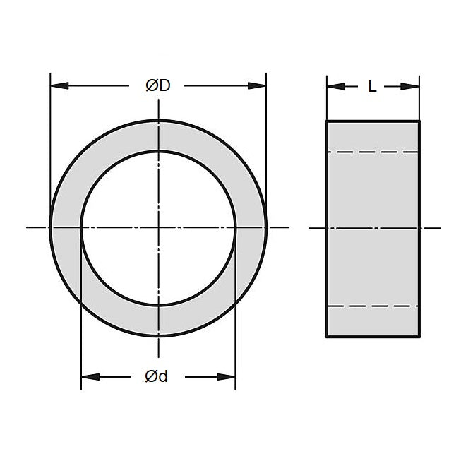 1065880 | W0060-F-010-200-NY (2 Pcs) --- Through Bore Round Spacers - 6x10x20 mm - Nylon Polyamide 6/6 Spacer