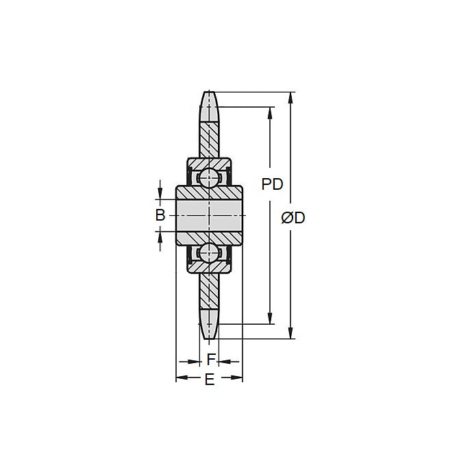 1102662 | IDC-5RS --- Roller Chain Idler Sprockets - Suitable Chain Type 12.70mm - 12700785 - 40-1 ASA 68.7x12.7 mm - Steel Sprocket