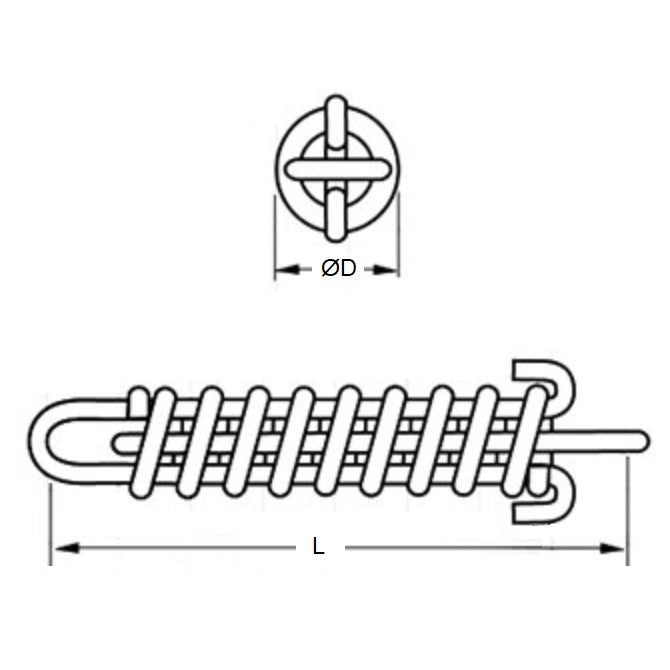 1180409 | DBS-349-191-M --- Drawbar Springs - 86 kg.cm - 53.3 mm - 72 kg Zinc Plated - Spring Steel