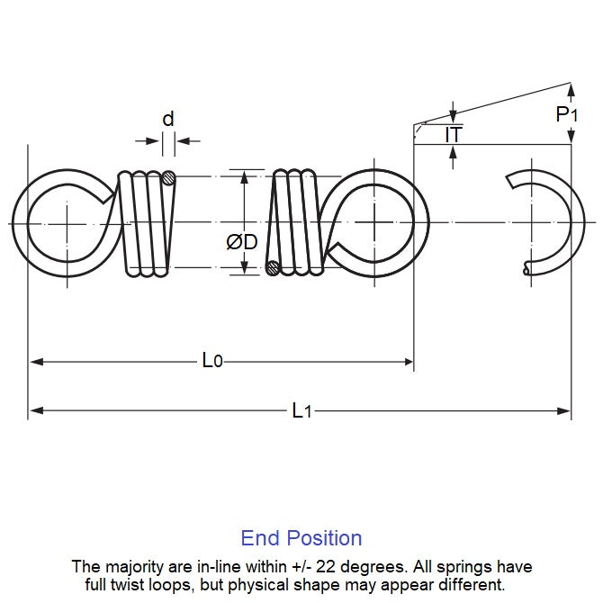 1084156 | ES-0914-0508-11-S2 --- Extension Springs - 9.14x50.8x1.14 mm - Stainless Steel 302/304 Similar to A2, 18-8 Spring