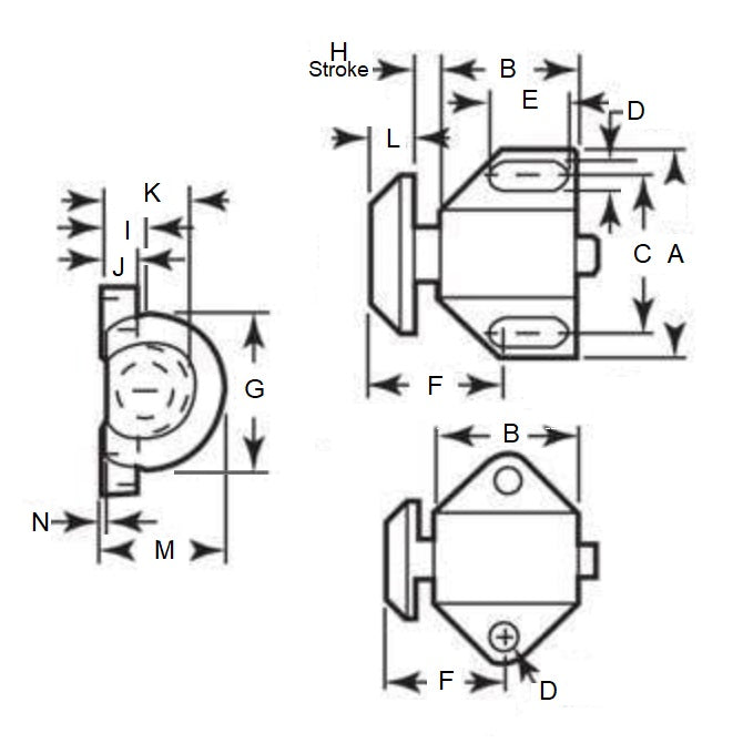 1106507 | DS-62RS --- Spring Flat Button Stops - 14.51 Kg - 50.8x34.93 mm