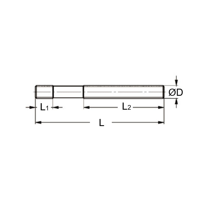 1082796 | SUS325RS --- Clamping Studs Threaded Rod - M8 - 8x1.25mm - 125 mm - 11 - Steel with Rolled Threads Stud