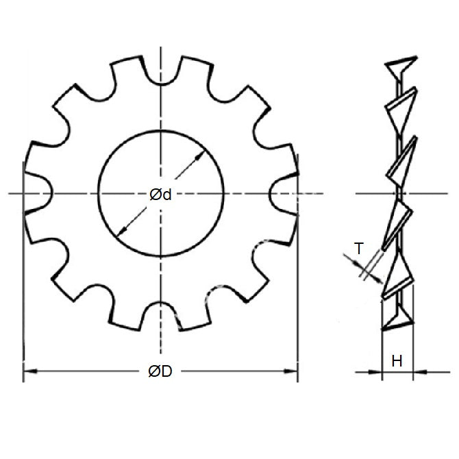 1041888 | W0025-LE-006-004-S4 (50 Pcs) --- Lock Washers - 2.5x6.4x0.4 mm External Tooth Washer