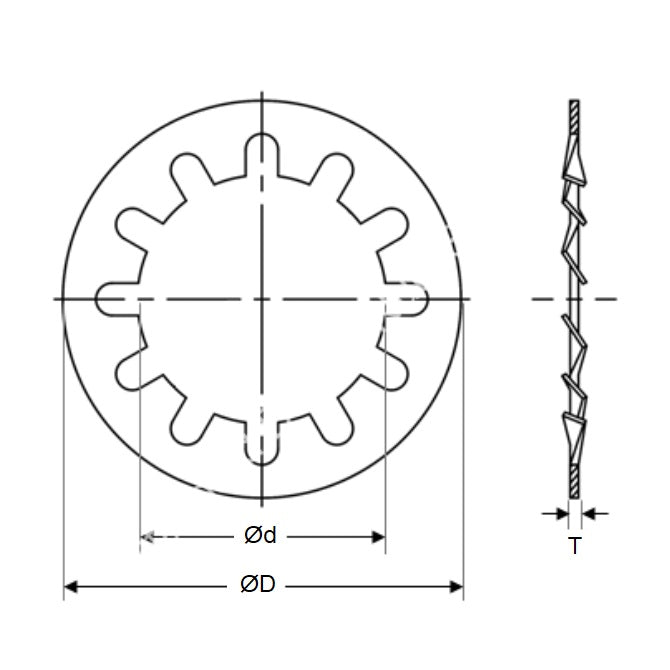 1066394 | W0060-LI-013-007-CZ (50 Pcs) --- Lock Washers - 6x13x0.7 mm Internal Tooth Washer