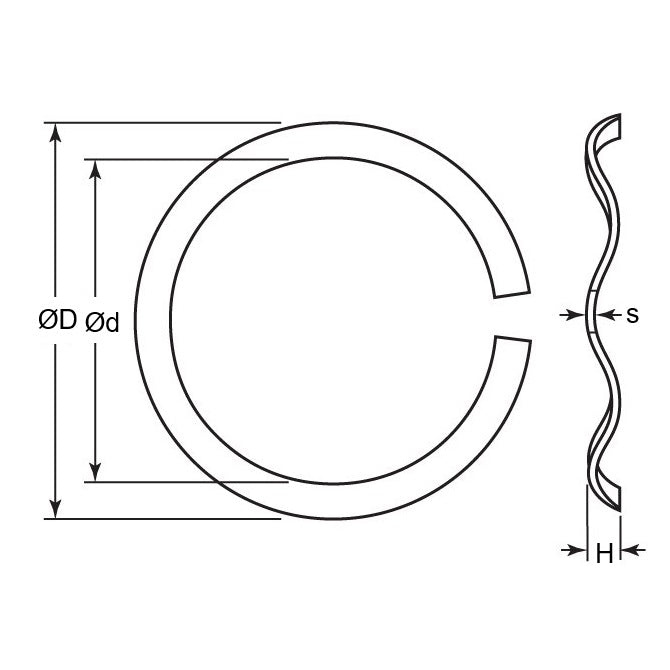 1113003 | W0160-T-022-028-W3S-C --- Spring Washers - 16x22x2.8 mm 3 Wave - Carbon Spring Steel Self Finish Washer