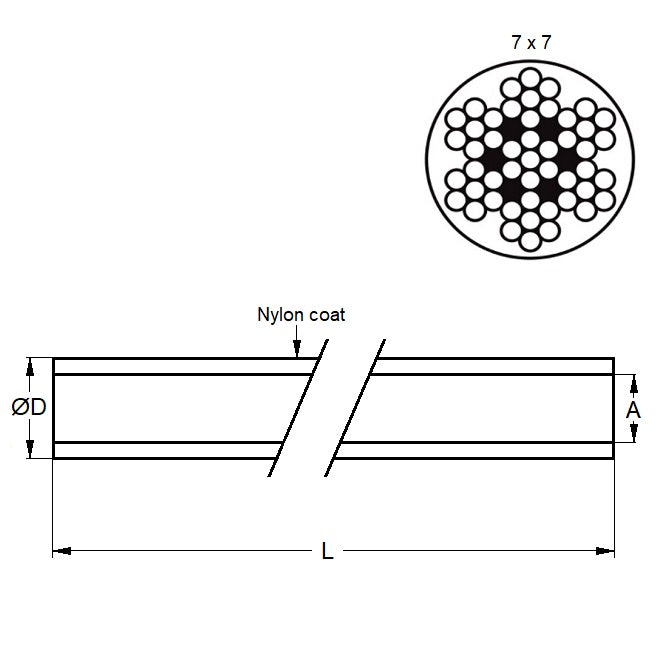 1036689 | CBLC-117-304-NY-77 (Roll) --- Cable Cable and Accessories - 1.17x0.914 mm - 68 kg Miniature - Clear Nylon over 304 Stainless