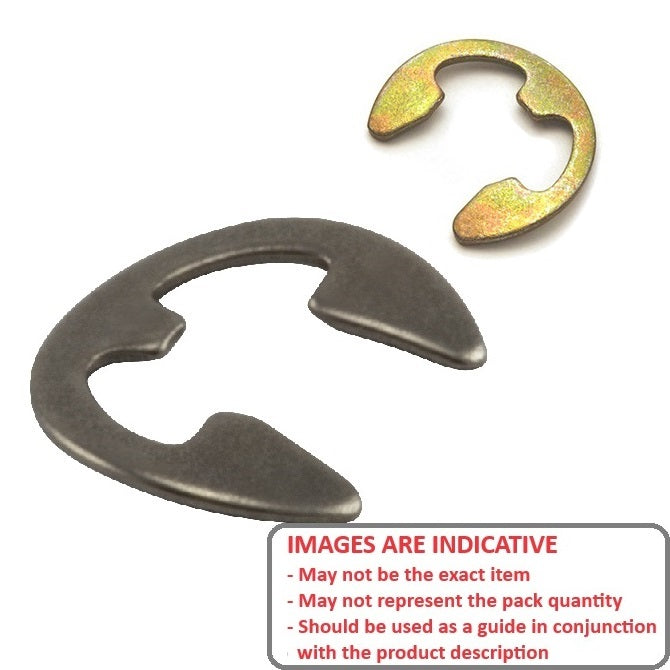 1048671 | ECB-0024-0032-C (100 Pcs) --- E-Clips Retaining Rings - 3.18x2.41x0.25 mm Bowed - Carbon Steel E-Clip