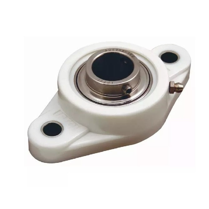 Flanged 2 Bolt Housing Assembly - 19.05x33.734x112.7 mm - Thermoplastic and Chrome Steel