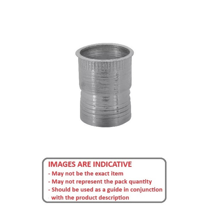 1054764 | IN-RIV-042C-072-TS (10 Pcs) --- Rivet Nuts Inserts - 8-32 UNC - 4.17mm - 6.25x9.52 mm Klik - Steel - Cadmium Finish Insert