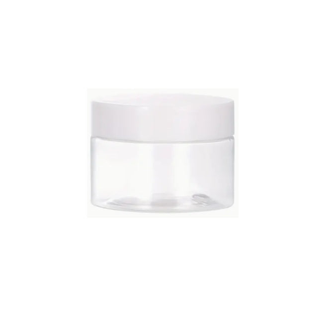 Bottles Containers - Plastic Jar 20 ml - Clear Plastic with White Screw Top - Plastic