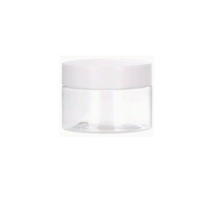 1225751 | JAR-042-028 (10 Pcs) --- Bottles Containers - Type Plastic Jar 20 ml - Clear Plastic with White Screw Top - Plastic Container