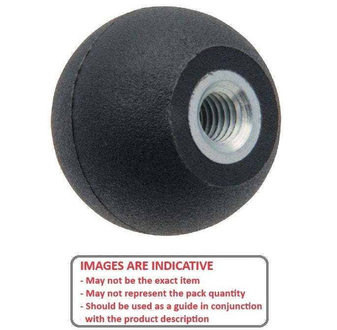 1091848 | KF100M-032-TTPL-ST --- Ball Knobs - M10 - 10x1.5mm - 32x12 mm Female Threaded - Thermoplastic Knob