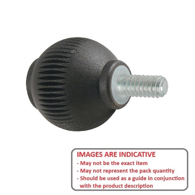 1086759 | KM095C-050-NG (10 Pcs) --- Ball Knobs - 3/8-16 UNC - 9.53mm - 50.04x20.1 mm Male Threaded - Steel Knob