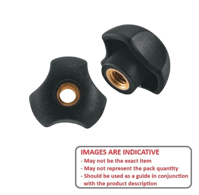 1077280 | KF079C-040-3L-P --- Lobe Knobs - 5/16-18 UNC - 7.94mm - 39.88x14 mm Three Lobe - Brass Knob
