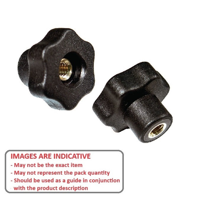 1067746 | KF060M-030-6L-PBR --- Lobe Knobs - M6 - 6x1mm - 30x18 mm Six Lobe - Brass Knob