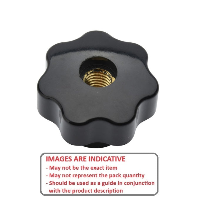 1226165 | KF100M-040-7L-P --- Lobe Knobs - M10 - 10x1.5mm - 40x25 mm Seven Lobe - Brass Knob