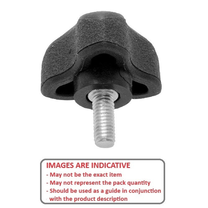 1072560 | KM064C-030-3LL-SFT --- Lobe Knobs - 1/4-20 UNC - 6.35mm - 29.97x25.4 mm Three Lobe - Zinc Plated Steel Knob