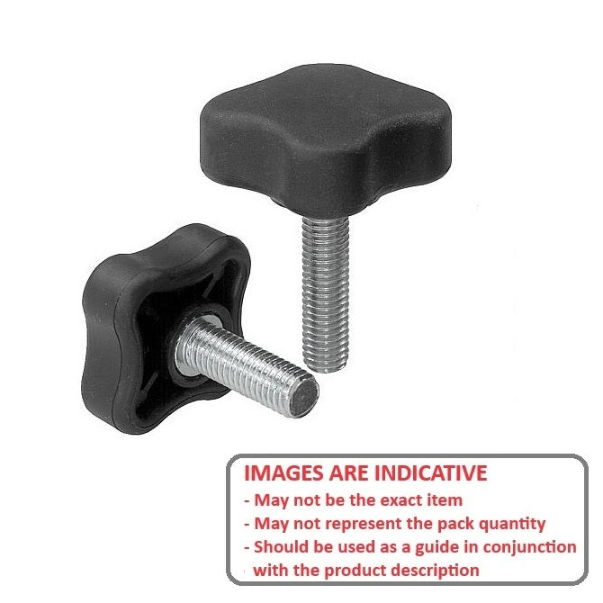1057425 | KM048C-020-4L19 --- Lobe Knobs - 10-24 UNC - 4.76mm - 20.07x19.1 mm Four Lobe - Plated Steel Knob