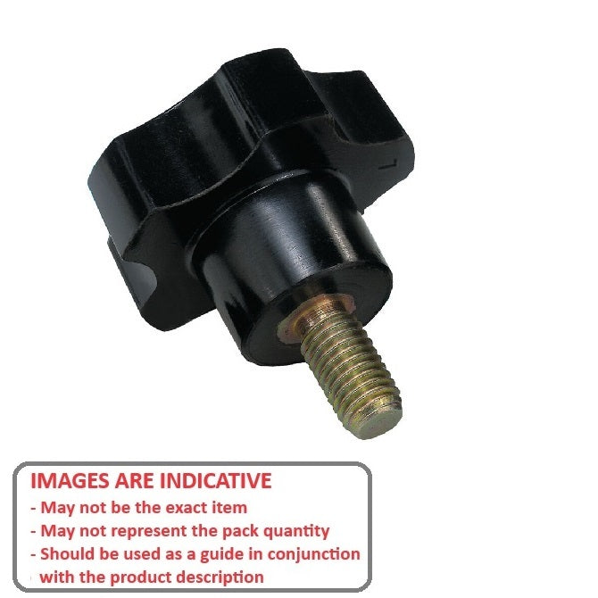 1081700 | KM080M-032-5L24 --- Lobe Knobs - M8 - 8x1.25mm - 32x24 mm Five Lobe - Steel Knob