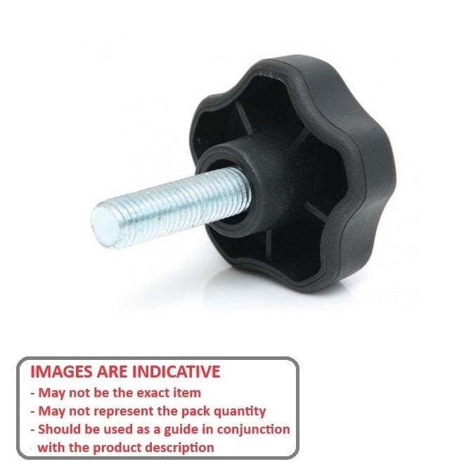 1072928 | KM064C-039-5L-SFT13-ST (100 Pcs) --- Lobe Knobs - 1/4-20 UNC - 6.35mm - 38.61x12.7 mm Five Lobe - Plated Steel and Plastic Knob