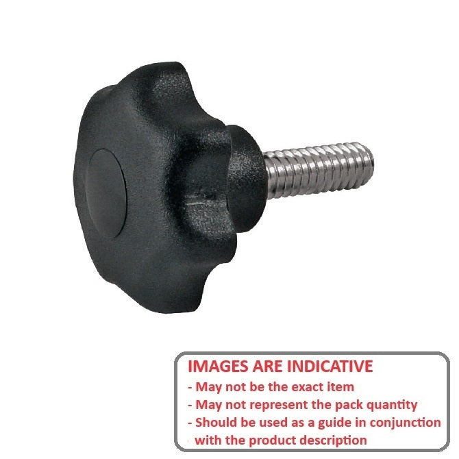 1059296 | KM048F025-7L20-ST (5 Pcs) --- Lobe Knobs - 10-32 UNF - 4.76mm - 25x20 mm Seven Lobe - Plated Steel Knob