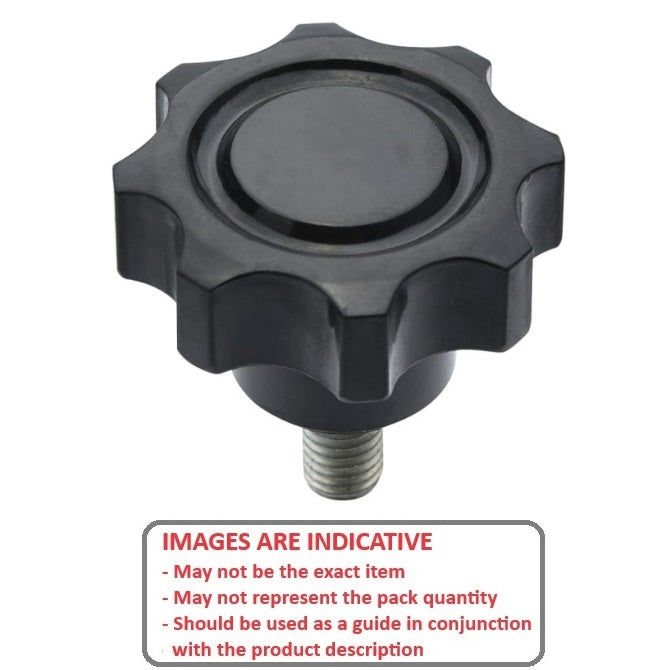 1082301 | KM080M-058-8L10 --- Lobe Knobs - M8 - 8x1.25mm - 58x10 mm Eight Lobe - Phenolic and Steel Knob