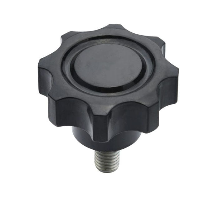 1098558 | KM120M-050-8L15 --- Lobe Knobs - M12 - 12x1.75mm - 50x15 mm Eight Lobe - Phenolic and Brass Knob