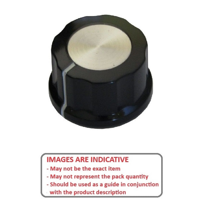 1145656 | KPT-35-SK (6 Pcs) --- Pointer Knobs - Diameter Tapered 28 mm with Skirt 35mm 18 mm - 6.35mm Diameter with Grub Screw 12mm Deep Skirted Standard - Plastic Knob