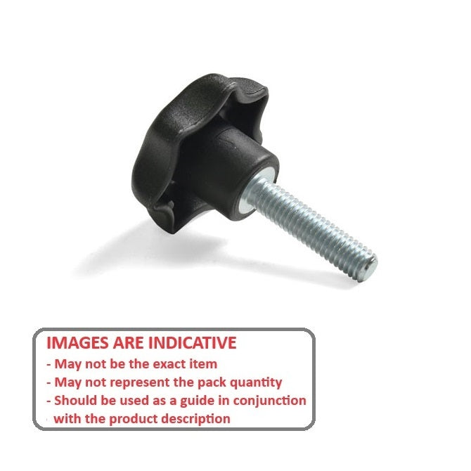 1067535 | KM060M-025-STR-PL --- Star Knobs - M6 - 6x1mm - 25x20 mm Male Plastic - Plastic Knob