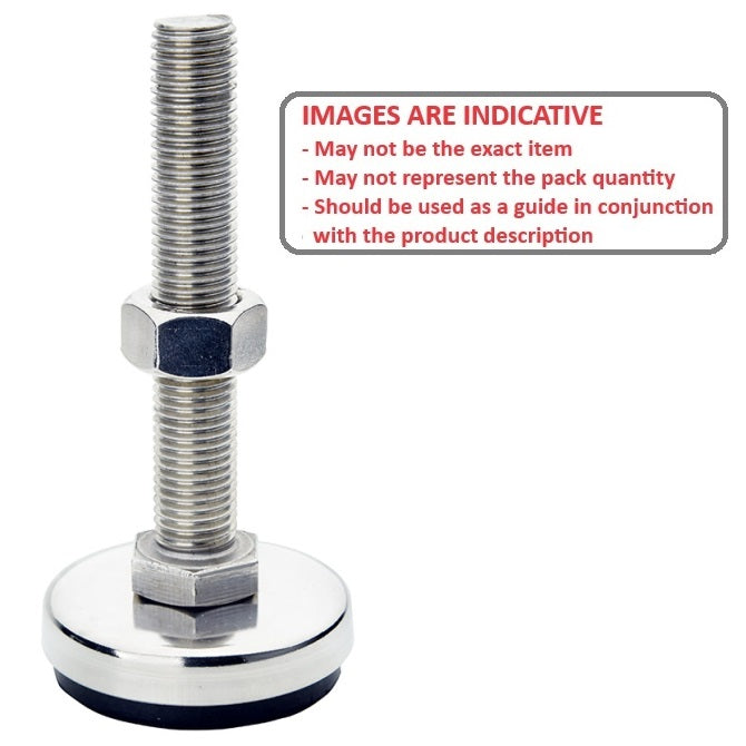 1081903 | MLM-080M-060-S4RP-I --- Levelling Studded Mounts - M8 - 8x1.25mm - 40x22.5 mm Industrial - Stainless Steel 304 Similar to A2, 18-8 HRB80 Mount
