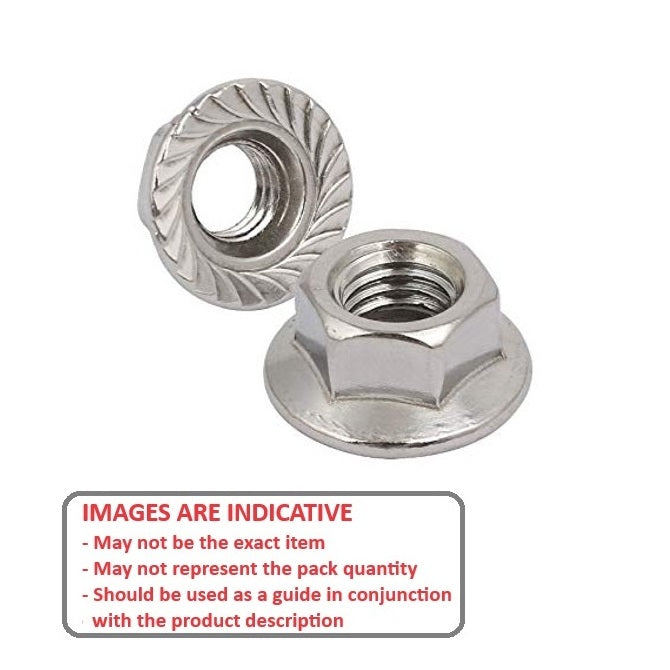 1093080 | NT100M-FS-S4 (5 Pcs) --- Flanged Nuts - M10 - 10x1.5mm - 304 Stainless Serrated Nut