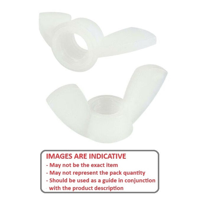 1064638 | NT060M-WG-NY (5 Pcs) --- Wing Nuts - M6 - 6x1mm - 20x12 mm - Natural Nylon 6.6 Nut