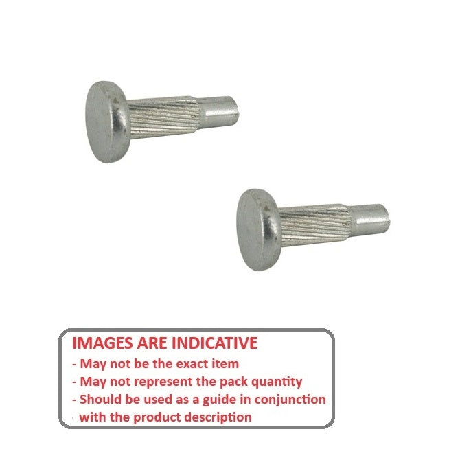 1038121 | HDP016-08F (20 Pcs) --- Hammer Drive Pins - 1.6x8x1.66 mm Flat Head - Carbon Steel Pin
