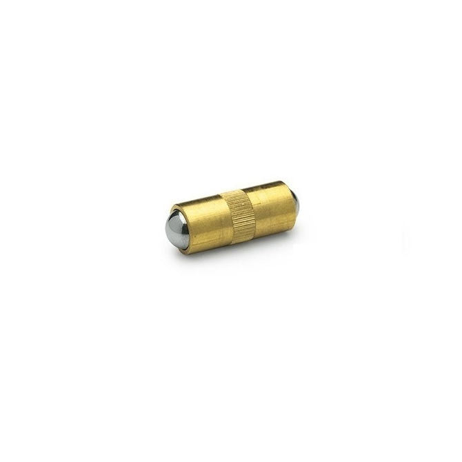 1041782 | PLBP-025-053-BSD-003 (10 Pcs) --- Ball Push Fit Plungers - 2.5x5.3 mm - 1.3 N Brass Body Stainless Ball Double Ended - Stainless Steel 400 Series Hardened Plunger