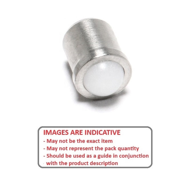1048792 | PLBP-032-064-SA-022 --- Ball Push Fit Plungers - 3.18x6.4 mm - 8.9 N Stainless Body - Acetal Plunger