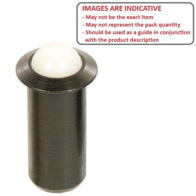 1048777 | PLBP-032-064-SN-006 --- Ball Push Fit Plungers - 3.18x6.4 mm - 1.8 N Stainless Body - Nylon Polyamide 6/6 Plunger