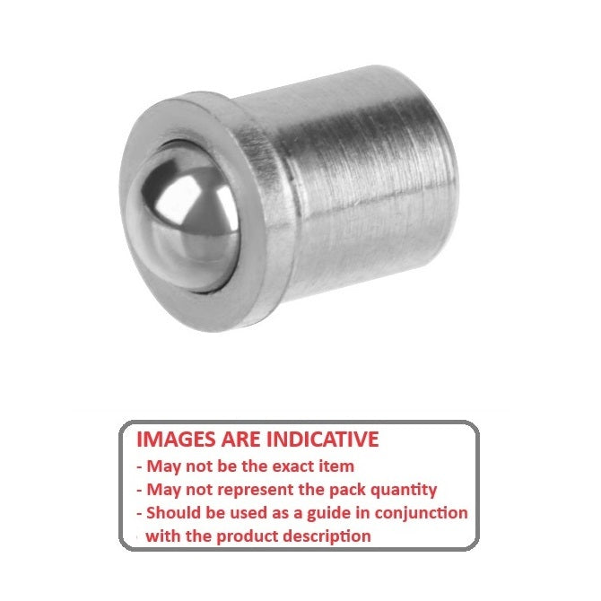 1051574 | PLBP-040-050-S3-007 --- Ball Push Fit Plungers - 4.00 - Machined - 5 mm - 3 N Stainless Body - Stainless Steel 400 Series Hardened Plunger