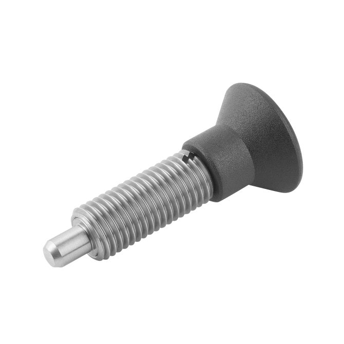 1081832 | PLIT-040-080-100-39-KPU-S3 --- Indexing Pull Knob Plungers - M8 Fine - 8x1mm - 38.5 mm - 2.7 N No Collar - Stainless Steel 303 Similar to A2, 304, 18-8 Plunger