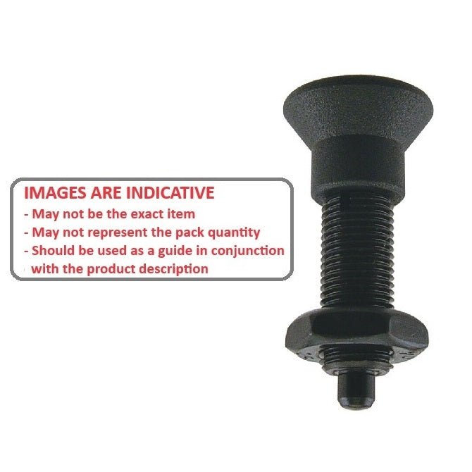 1081830 | PLIT-040-080-100-39-KPUN-C --- Indexing Pull Knob Plungers - M8 Fine - 8x1mm - 38.5 mm - 2.7 N No Collar - Steel Plunger